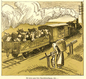 bacas en ferrocarril saliendo de Alemania