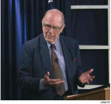 LPAC-TV | Lyndon LaRouche during a webcast, Aug. 8, 2014. “There is one thing to be said about Mr. LaRouche,” said Zepp-LaRouche, “and that is that he has,
unlike anybody else I know, a unique ability to characterize and recognize historical developments when they newly occur.”